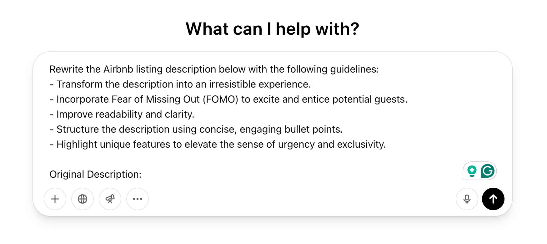You can use ChatGPT to improve your current listing description