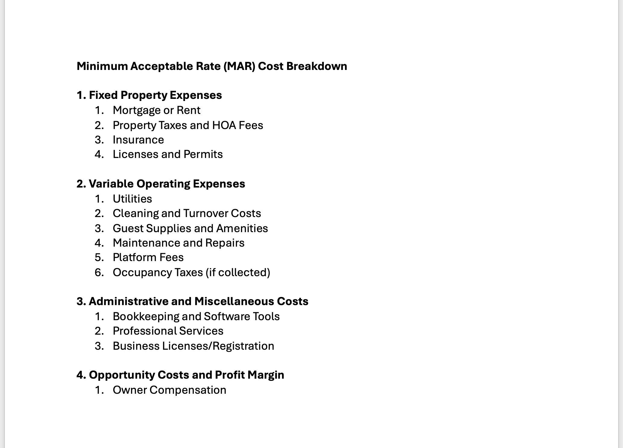 Make sure your Minimum Acceptable Rate (MAR) includes all costs